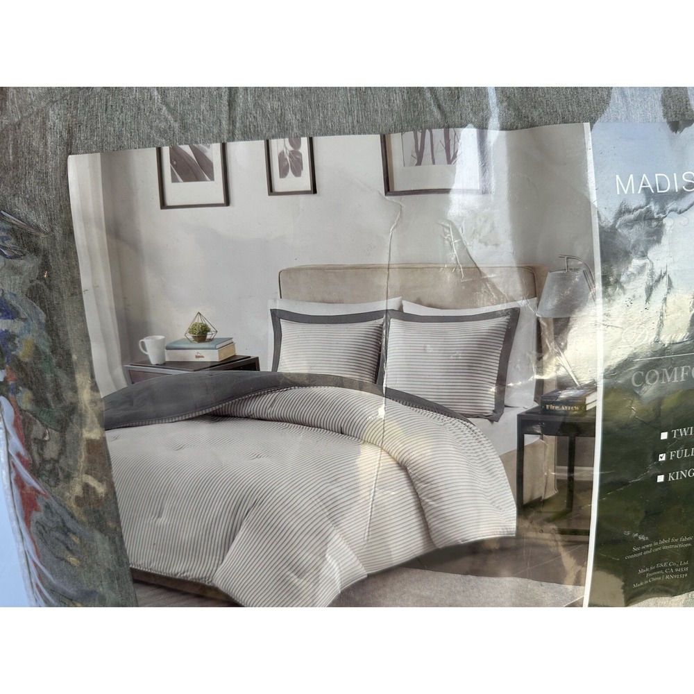 ⚡️New Madison Park Hayden Reversible Yarn Dyed Down Alt Comforter Set Full/Queen - Picture 8 of 11